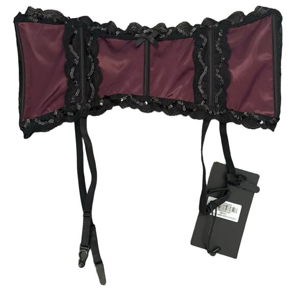 Killstar She's Poison Wine Maroon Red Black Lace Garter Belt size XL NEW Tags